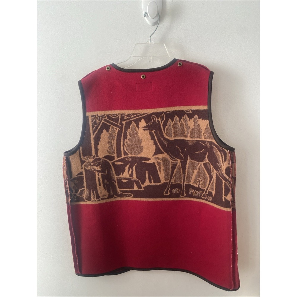 Rare Vintage Pendelton Field Jacket With Intarsia Wool Wildlife Vest Beaver Deer - Picture 13 of 16
